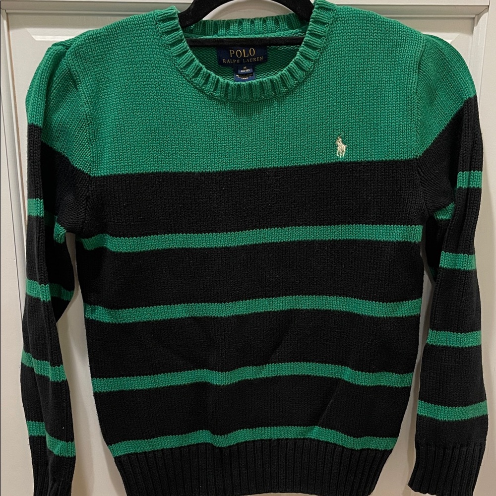 Polo by Ralph Lauren Green and Navy Cotton Crewneck Sweater Boys Size M (10-12)